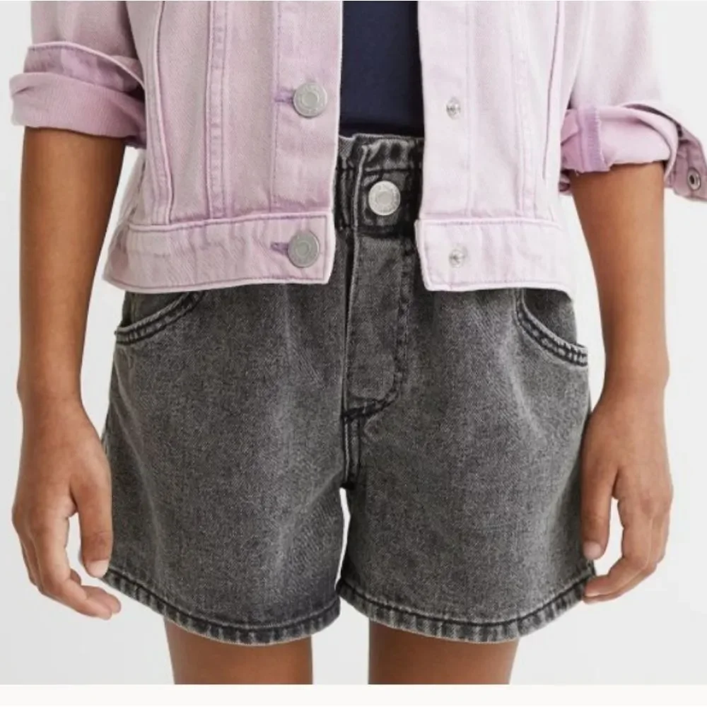 0535 H&M Cotton Denim Paper-bag Shorts Size 4T - Picture 2 of 6